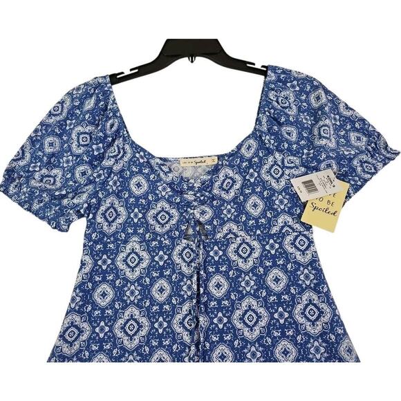 Live to Be Spoiled Kohl's ~Juniors Size L~ Blue Dedallion Mini Dress Unlined NWT - Picture 16 of 16